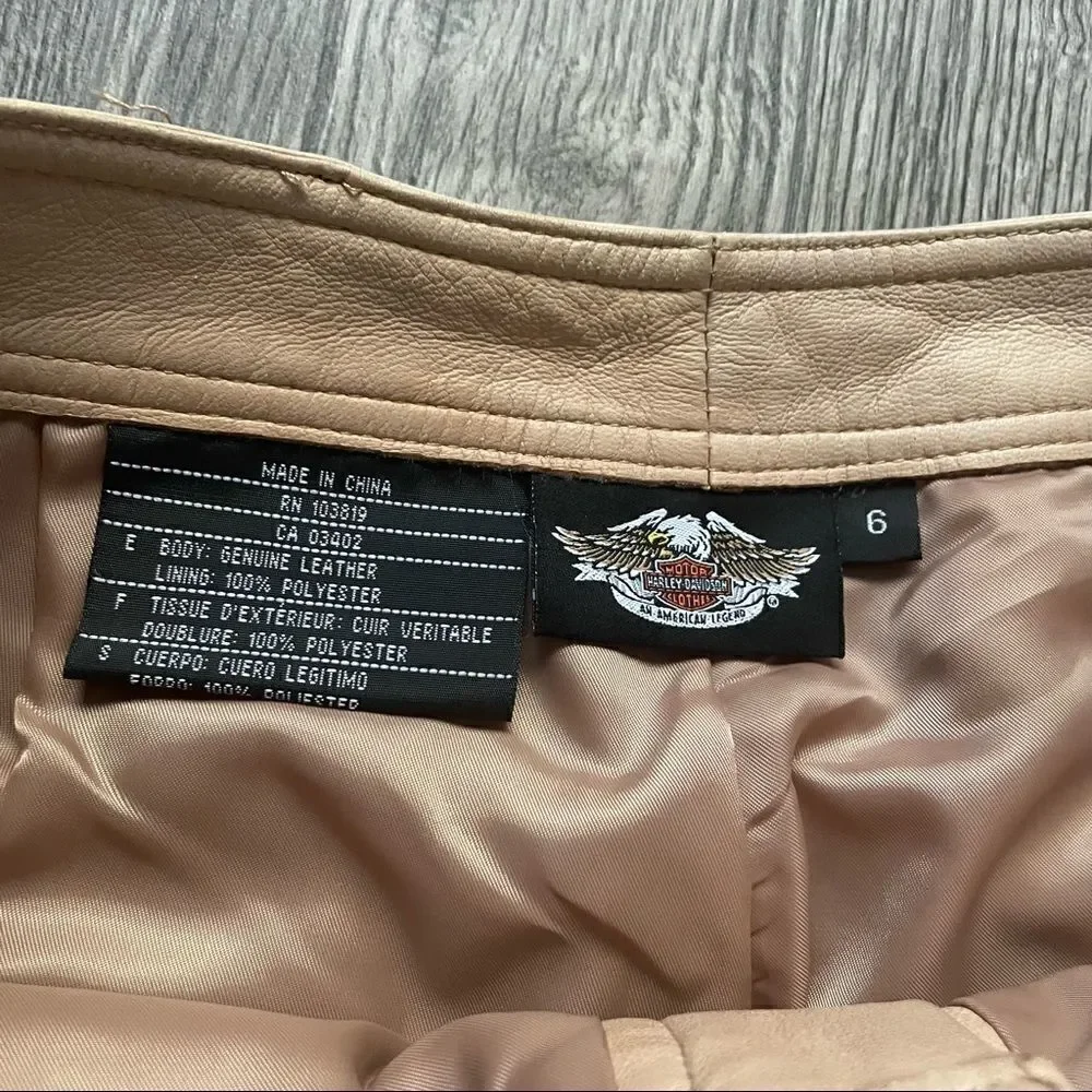 Harley Davidson Vintage Tan Leather Lace Up Pants